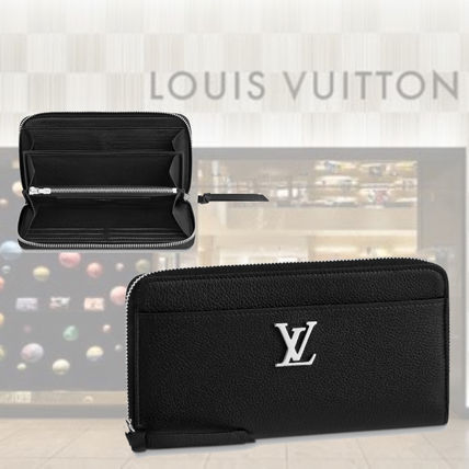 Louis Vuitton LOCKME Plain Leather Long Wallet Logo Long Wallets 
