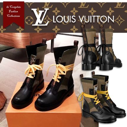 Louis Vuitton 2020 21AW Camouflage Monogram Platform Casual Style Leather Flat Boots 1A6795 