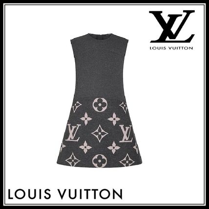 Louis Vuitton MONOGRAM 2020 21AW A line Wool Silk Sleeveless Logo Dresses 1A82LC 