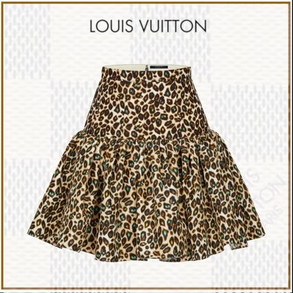 Louis Vuitton 2019 20AW Flared Skirts Leopard Patterns Wool Silk Blended Fabrics 