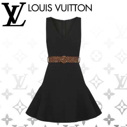 Louis Vuitton 2020 21AW Monogram Wool Silk Sleeveless V Neck Plain Cotton Dresses 1A81WN 