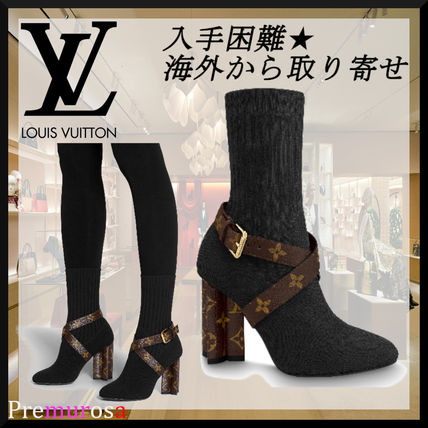 Louis Vuitton Casual Style Plain Leather Block Heels Elegant Style Logo 1A66FI