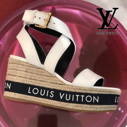 Louis Vuitton 2020 SS Monogram Open Toe Platform Casual Style Plain Leather 