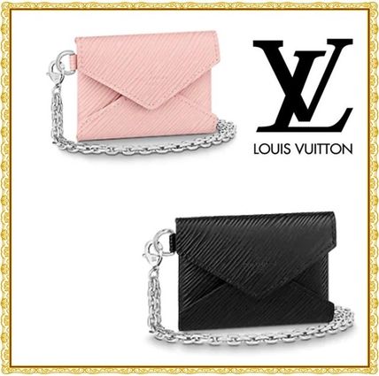 Louis Vuitton EPI 2019 20AW Chain Plain Leather Logo Card Holders 