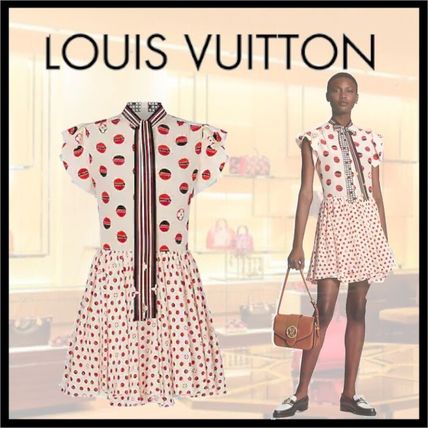 Louis Vuitton 2020 21AW Crew Neck Short Dots Monogram Silk Sleeveless Flared Logo 1A842D 
