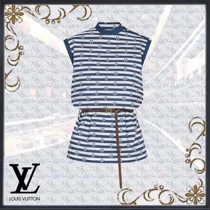 Louis Vuitton 2020 21AW Short Stripes Monogram Blended Fabrics Sleeveless Dresses 1A7SKM 