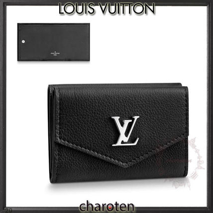 Louis Vuitton 2020 SS Unisex Calfskin Plain Leather Folding Wallet Small Wallet 