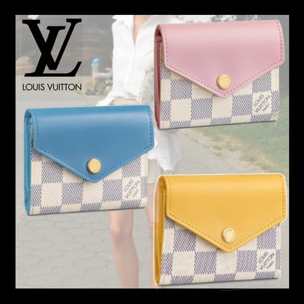 Louis Vuitton DAMIER Leather Folding Wallet Small Wallet Logo Folding Wallets 