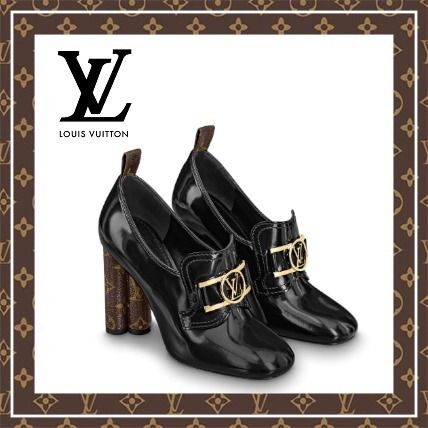 Louis Vuitton Leather Block Heels Elegant Style LoaferMoccasin Shoes 