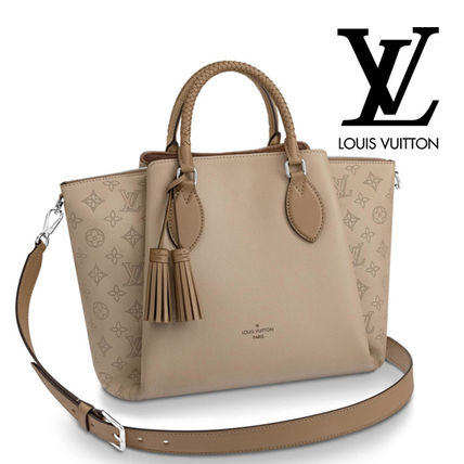 Louis Vuitton MAHINA Monogram Blended Fabrics Tassel A4 3WAY Leather Totes 