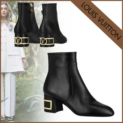 Louis Vuitton Plain Toe Casual Style Leather Block Heels Office Style 1A671H 