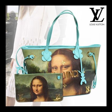 Louis Vuitton NEVERFULL Casual Style Unisex Calfskin A4 Leather Elegant Style Logo 