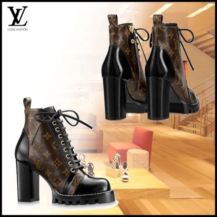 Louis Vuitton MONOGRAM 2019 SS Monogram Plain Toe Lace up Blended Fabrics Bi color Leather 