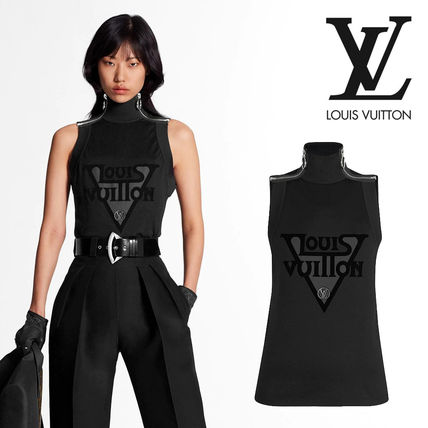 Louis Vuitton Sleeveless Street Style Cotton High Neck TanksCamisoles 