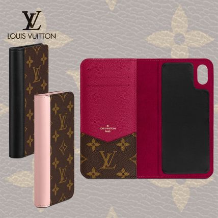Louis Vuitton Monogram Unisex Leather iPhone XS Max Logo Smart Phone Cases 