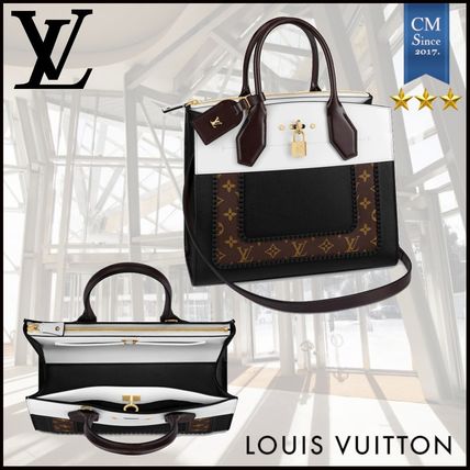 Louis Vuitton CITY STEAMER 2020 SS Monogram Canvas Blended Fabrics 2WAY Leather Crossbody Logo 