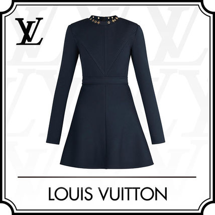 Louis Vuitton 2020 SS Crew Neck Short Wool Long Sleeves Logo Dresses 1A605Q 