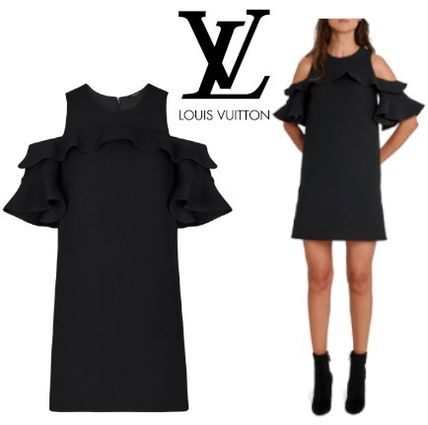 Louis Vuitton Wool Silk Flared Plain Elegant Style Dresses 
