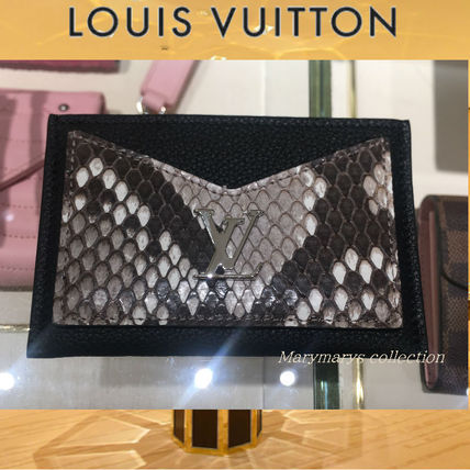 Louis Vuitton LOCKME 2019 20AW Calfskin Python Card Holders 