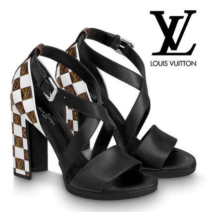 Louis Vuitton Plain Leather Logo Sandals 
