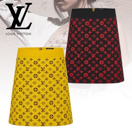 Louis Vuitton MONOGRAM 2020 21AW Short Monogram Wool Silk Cotton Logo Mini Skirts 1A8383 1A838A 