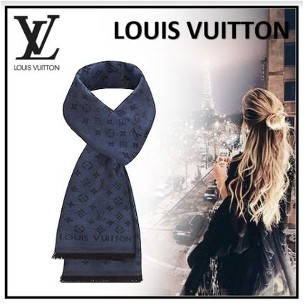 Louis Vuitton Monogram Unisex Cotton Logo KnitFur Scarves 