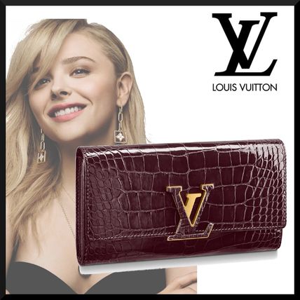 Louis Vuitton CAPUCINES 2019 20AW Crocodile Blended Fabrics Logo Long Wallets N90283 
