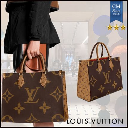 Louis Vuitton MONOGRAM 2020 SS Monogram Canvas Blended Fabrics 2WAY Leather Logo Totes 