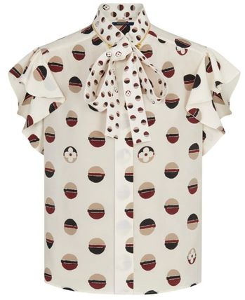 Louis Vuitton 2020 21AW Dots Silk Sleeveless Medium Elegant Style Puff Sleeves 