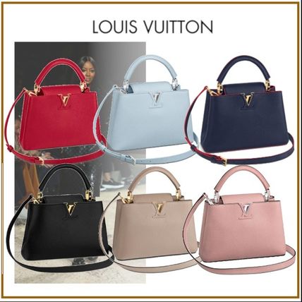Louis Vuitton CAPUCINES 2019 20AW Blended Fabrics 2WAY Plain Leather Elegant Style Crossbody 
