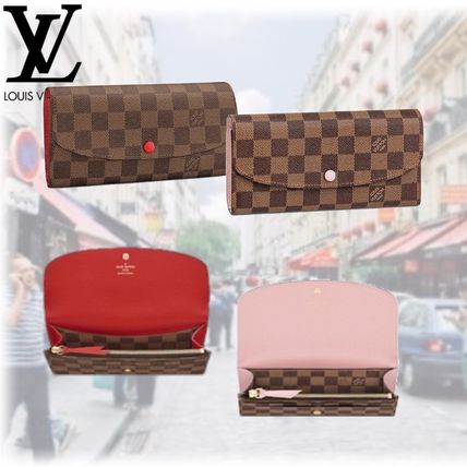 Louis Vuitton DAMIER Canvas Leather Long Wallets N63544 N60214 