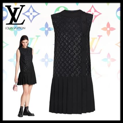 Louis Vuitton 2020 21AW Crew Neck Short Monogram A line Silk Sleeveless Plain 1A82QC 