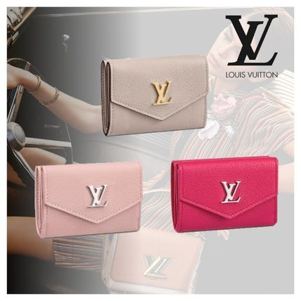 Louis Vuitton LOCKME Plain Leather Folding Wallet Logo Folding Wallets M69340 M67859 M67858 