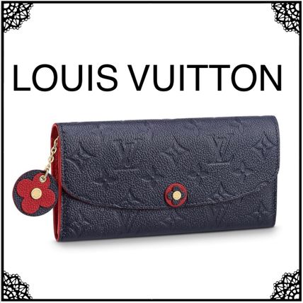 Louis Vuitton 2019 SS Flower Patterns Monogram Calfskin Leather Logo Long Wallets 