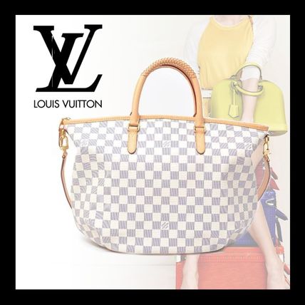 Louis Vuitton DAMIER AZUR Casual Style A4 2WAY Plain Elegant Style Logo Totes 