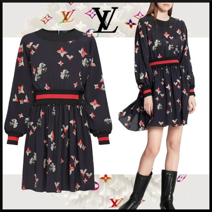 Louis Vuitton MONOGRAM 2020 SS Crew Neck Short Flower Patterns Monogram A line Silk 1A83PM 1A83PL 1A83PK 1A83PJ 1A83PI 