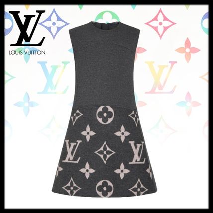 Louis Vuitton 2020 21AW Crew Neck Short Monogram Casual Style A line Wool Silk 1A82LD 