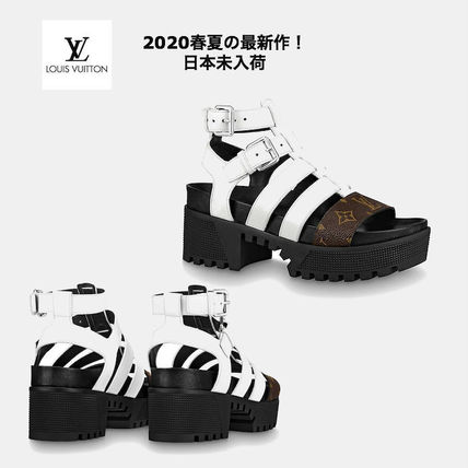 Louis Vuitton MONOGRAM 2020 SS Monogram Open Toe Rubber Sole Casual Style Leather 