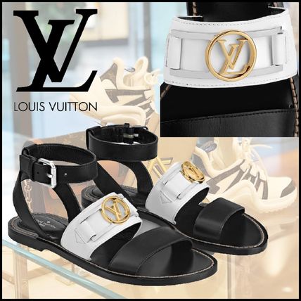 Louis Vuitton 2020 SS Open Toe Blended Fabrics Bi color Plain Leather 1A66E5 