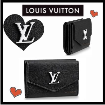 Louis Vuitton LOCKME 2019 SS Unisex Calfskin Plain Small Wallet Folding Wallets 