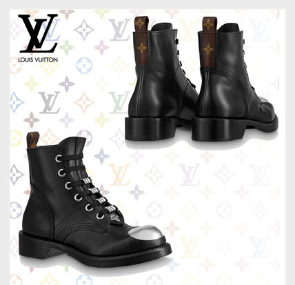 Louis Vuitton Monogram Blended Fabrics Plain Leather Logo Mid Heel Boots 1A64VL 