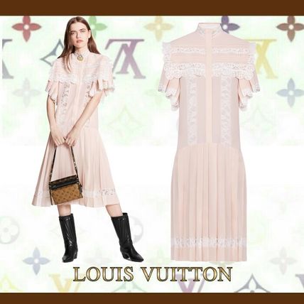 Louis Vuitton 2020 21AW Silk Plain Short Sleeves Party Style Elegant Style Logo 1A82UX 1A82UW 1A82UV 1A82UU 1A82UT 