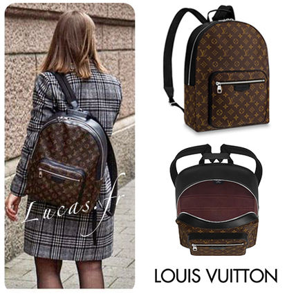 Louis Vuitton MONOGRAM MACASSAR Monogram Unisex Street Style A4 Leather Logo Backpacks 