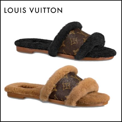 Louis Vuitton LOCKIT 2020 21AW Monogram Open Toe Casual Style Fur Leather Elegant Style 1A8766 1A8770 