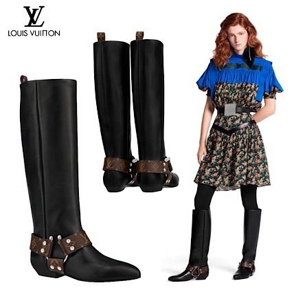 Louis Vuitton 2019 20AW Monogram Casual Style Plain Leather Logo Flat Boots 