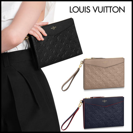 Louis Vuitton MONOGRAM EMPREINTE Monogram Plain Leather Logo PouchesCosmetic Bags 