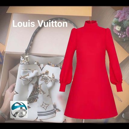 Louis Vuitton Retro Feel Wool Silk A Line Dress 1A82JO 