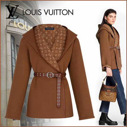 Louis Vuitton MONOGRAM 2020 21AW Wrap Peacoat In Wool And Silk With Monogram Detail 1A825Z 