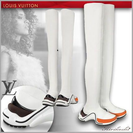 Louis Vuitton 2019 SS Rubber Sole Casual Style Plain Leather Mid Heel Boots 