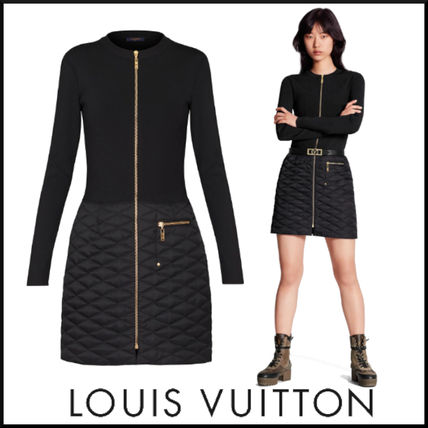Louis Vuitton 2020 SS Bi Material A Line Knit Dress 1A5TT9 